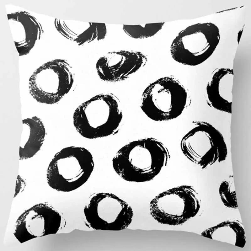 Black and White Abstract Geometric Pillowcase Creative Brushstrokes Ins Style Cushion Modern Simple Home Decoration Sofa Pillow