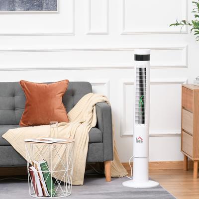 Ventilador de Torre, Ventilador de Chão com 3 Velocidades, Controle Remoto, Ventilador de 50W com Temporizador de 12H, Display LCD, Oscilação de 85°, para Quarto, Branco