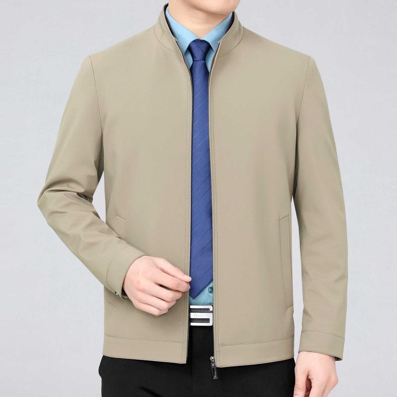 Mulberry Silk Jacket Men's Spring and Autumn New Business Lapel Dad Jacket Middle-aged Casual Handsome Men's Jacket