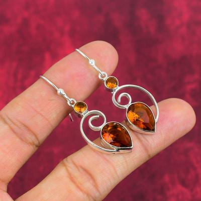 Citrien Oorbellen Edelsteen Sieraden, 925 Massief Sterling Zilver Handgemaakte Oorbellen, Sieraden Laatste Design