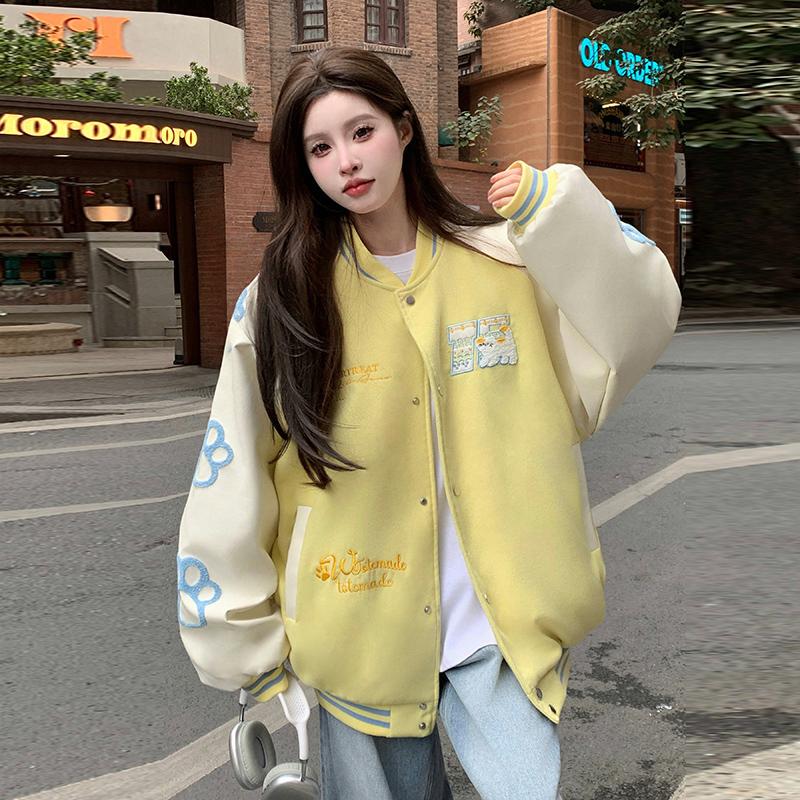Unisex Color Block Embroidered Baseball Jacket - New Spring/Autumn Loose Fit