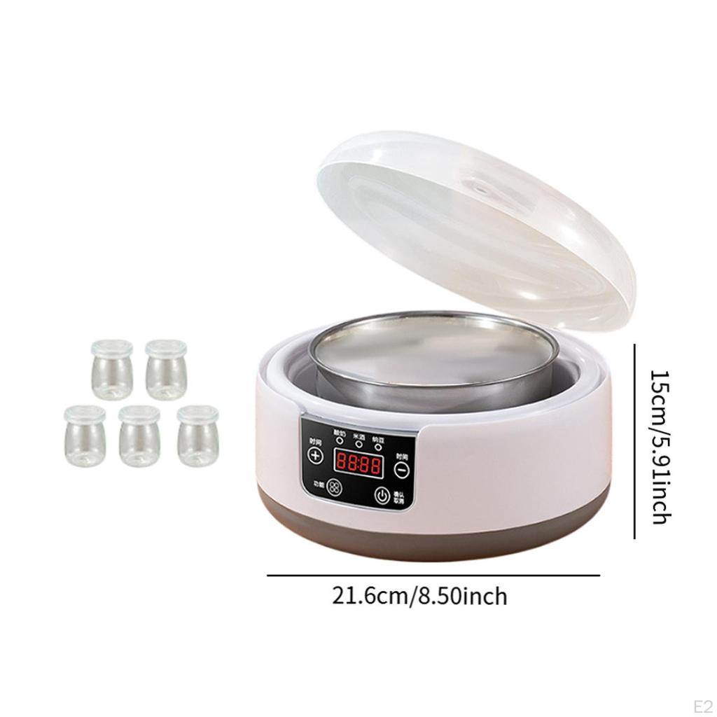 Maszynka do jogurtu z 5 szklanymi słoikami, stała kontrola temperatury DIY garnek wewnętrzny ze stali nierdzewnej 1,2 l dla