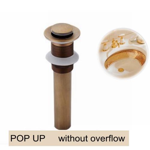 Bathroom Lavatory Basin Sink Pop Up Drain with Round Carved Cover  Brass with & Without Overflow Vanity Sink Waste Drainer