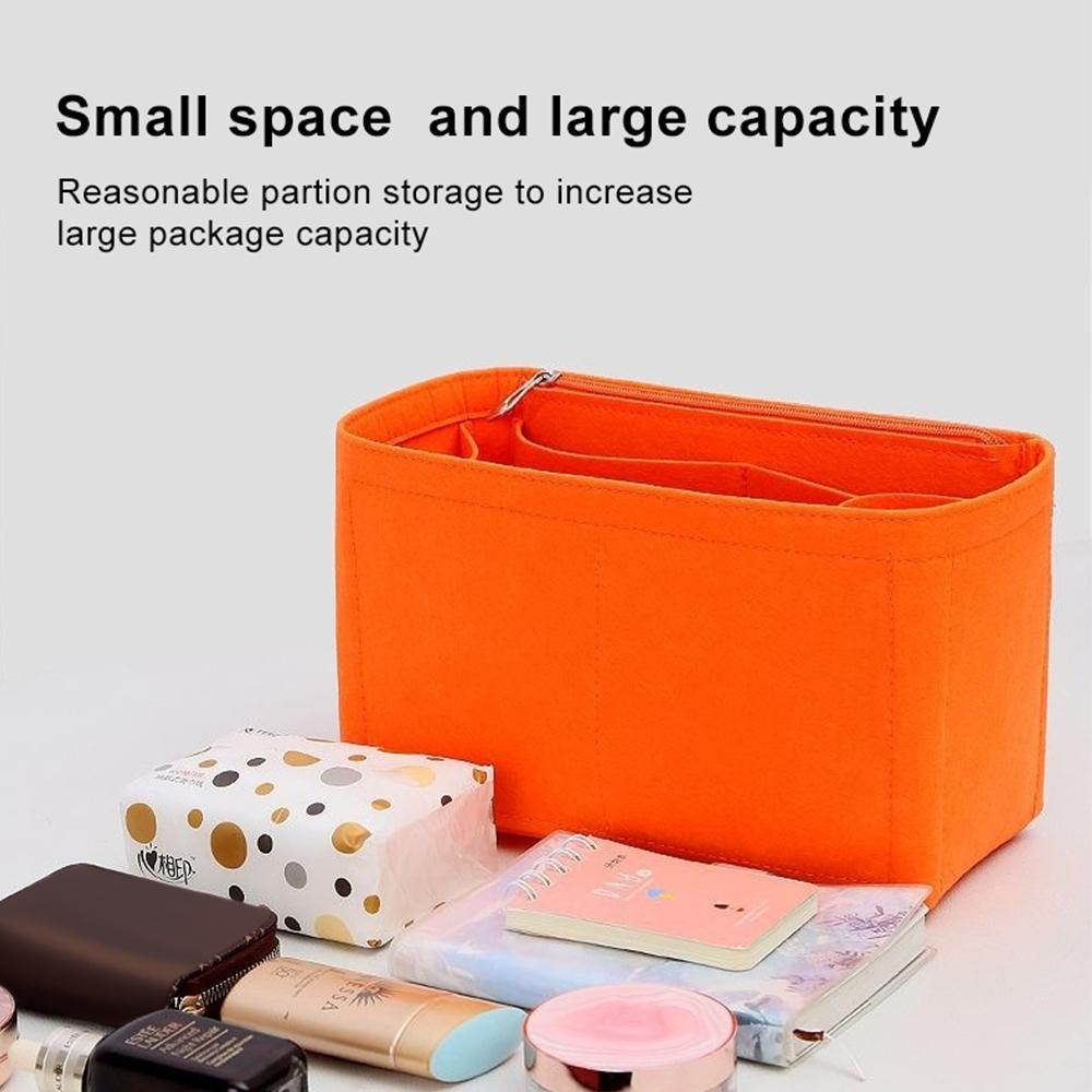 Felt Insert Bag Cosmetic Organizer Insert For Goyard Tote,Makeup Bags With Zipper, Inner Pouch Fit Luxury Handbags for Women
