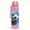 1PC Blue Splash Soccer Ball Art Print 750ml Color Plastic Sports Water Bottle Leakproof Flip Straw Lid Suitable for Sports Office Home Use