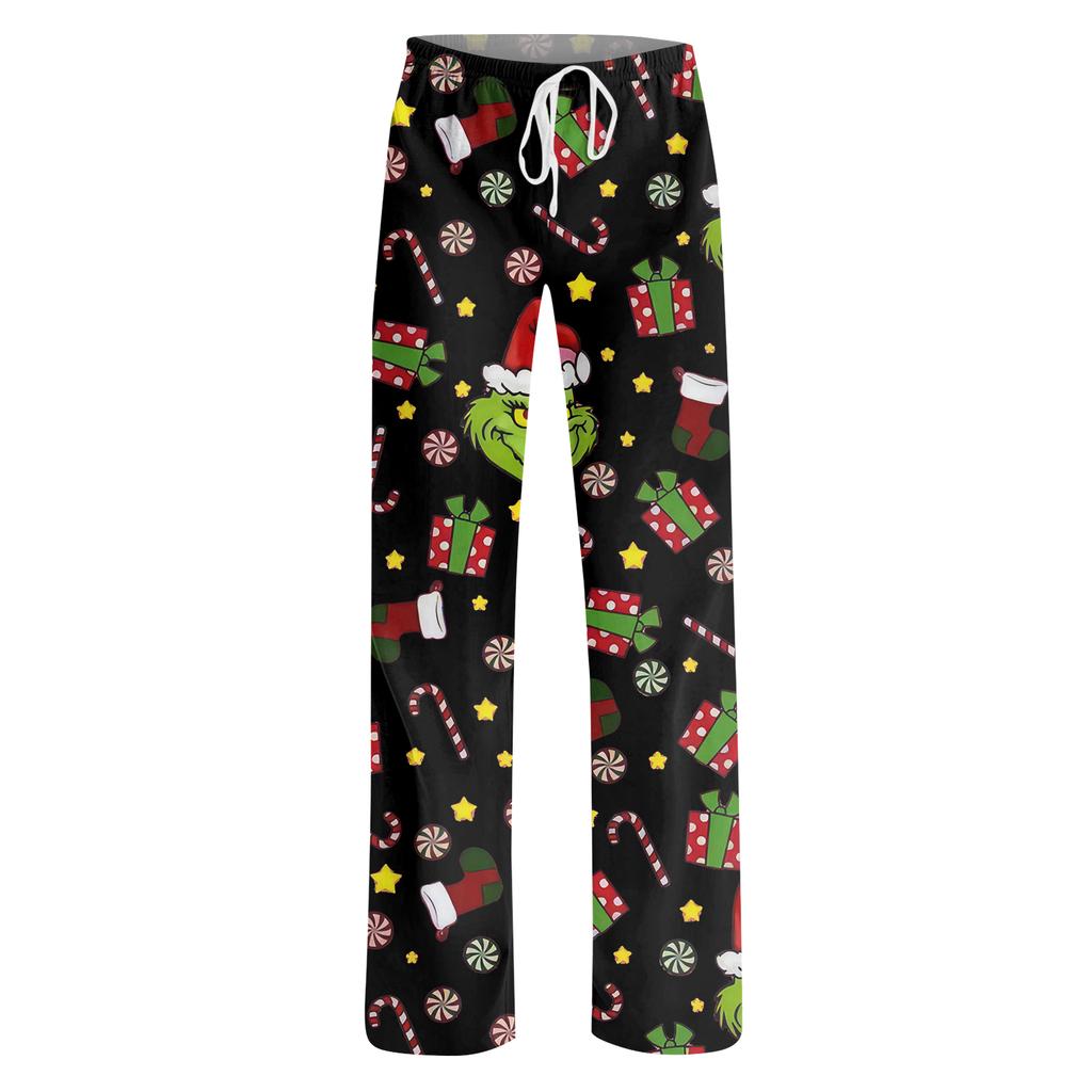 Womens Pajama Pants Sleepwear Casual Drawstring Elastic Waist Pants Comfy Straight Yoga Loose Trousers