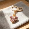 Keychain Pendant Rhinestones Inlaid Perfume Bottle Design Key Chain with Lobster Clasp Bag Charm