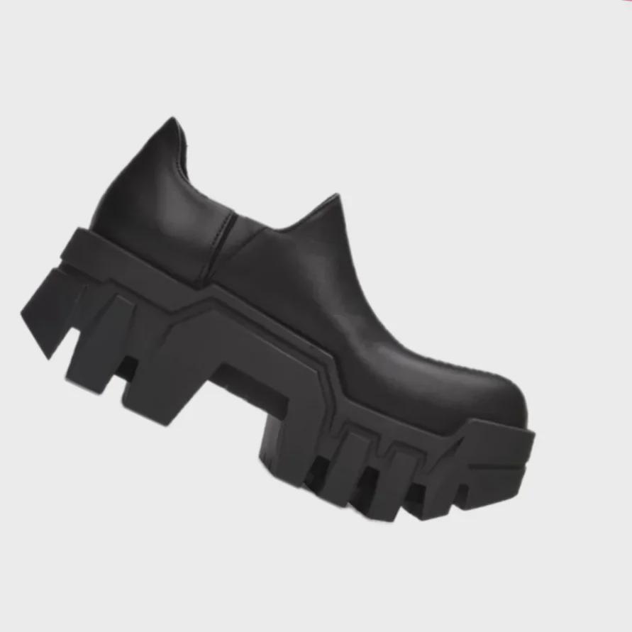 Heavy-Duty Low-Top Men’s Derby Shoes - 8cm Height-Increase Thick-Soled Tank Casuals