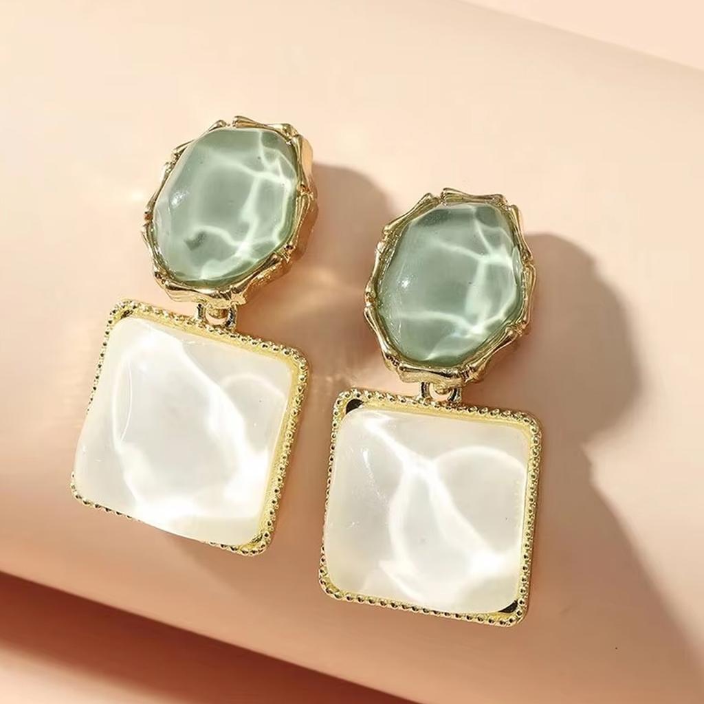 Women Square Crystal Drop Earrings Colorful Glass Stone Dangle Earring Jewelry Accessories