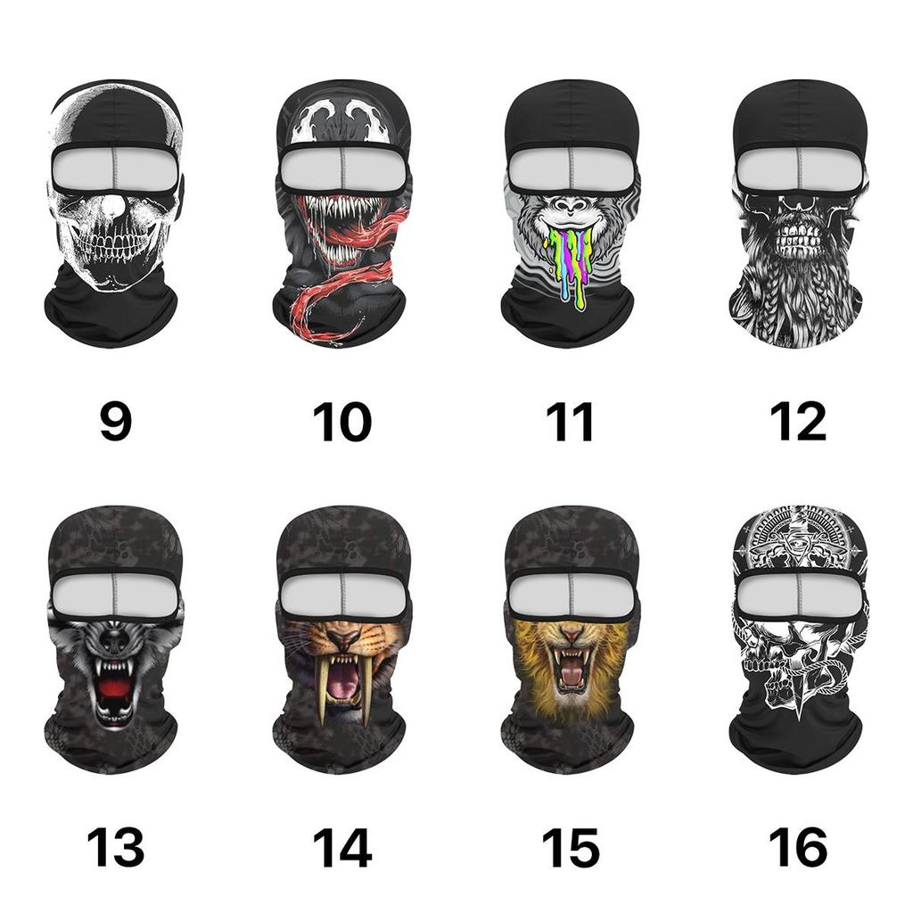 Skull Print Balaclava Face Mask, Ice Silk Cooling Breathable Sun Protection Full Face Cover for Cycling Running Hiking Outdoor Sports