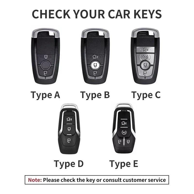 Läder Bilnyckelfodral Skydd För Ford Fusion Mustang Explorer F150 F250 F350 Ranger Mondeo Fjärrnyckelskal Hållare Fob Tillbehör