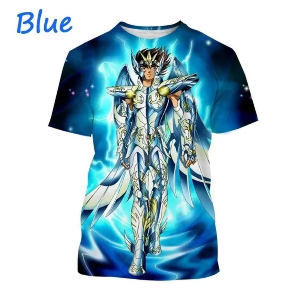 2024 Den nyeste sommerens mote Harajuku Barne tegneserie Toppselgende Saint Seiya Trykket T-skjorte 3D Unisex Kortermet Topp