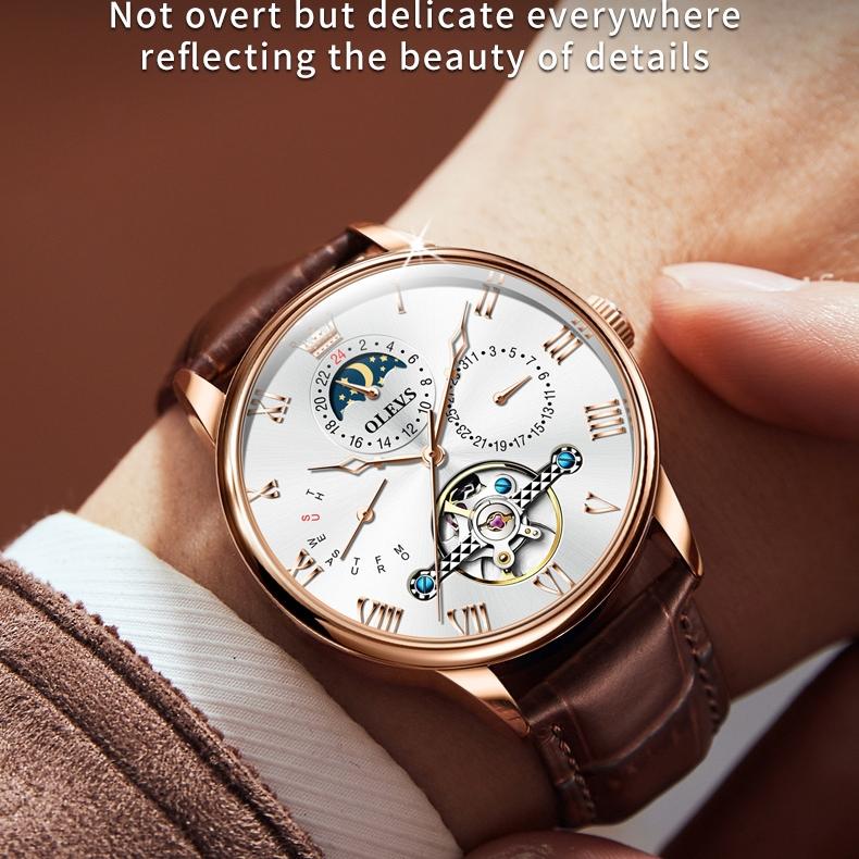 OLEVS Brand New Multi-functional Automatic Mechanical Watch Business Hollow Waterproof Men's Watch