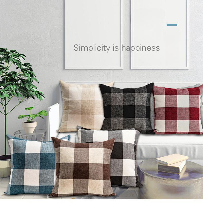 Plaid Pillow Cover Home Pillow Cover Car Cushion Ins Scandinavian Sofa Cushion