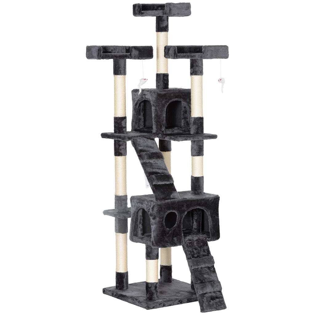 173cm Cat Tree Scratching House, Activity Play Centre, Grey