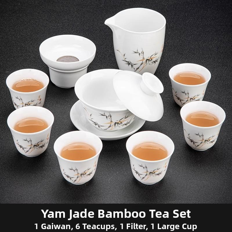 Ceramic Gongfu Tea Set Yuxi White Porcelain Tea Pot Cover Bowl And Tea Cups Set for Home Office Tea Brewing
