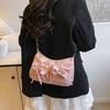 Korean Style Bowknot Crossbody Bag Pleated Pu Dumpling Bag Elegant Y2k Shoulder Bag  Women