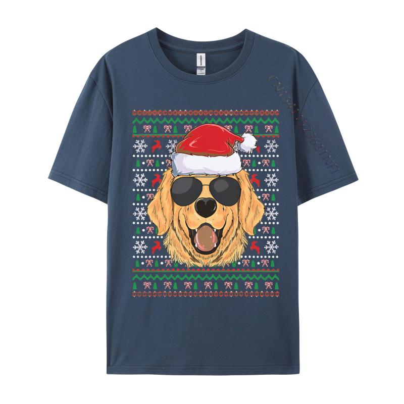 Ugly Xmas Santa Golden Retriever Dog T-shirt Printed T-shirt Cute Animal Pattern Tees Tops s Clothing