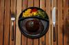 Ikenaga Iron Works Iron Plate Lunch Plate with Wooden Base, Induction Compatible, Made in Japan, 11428