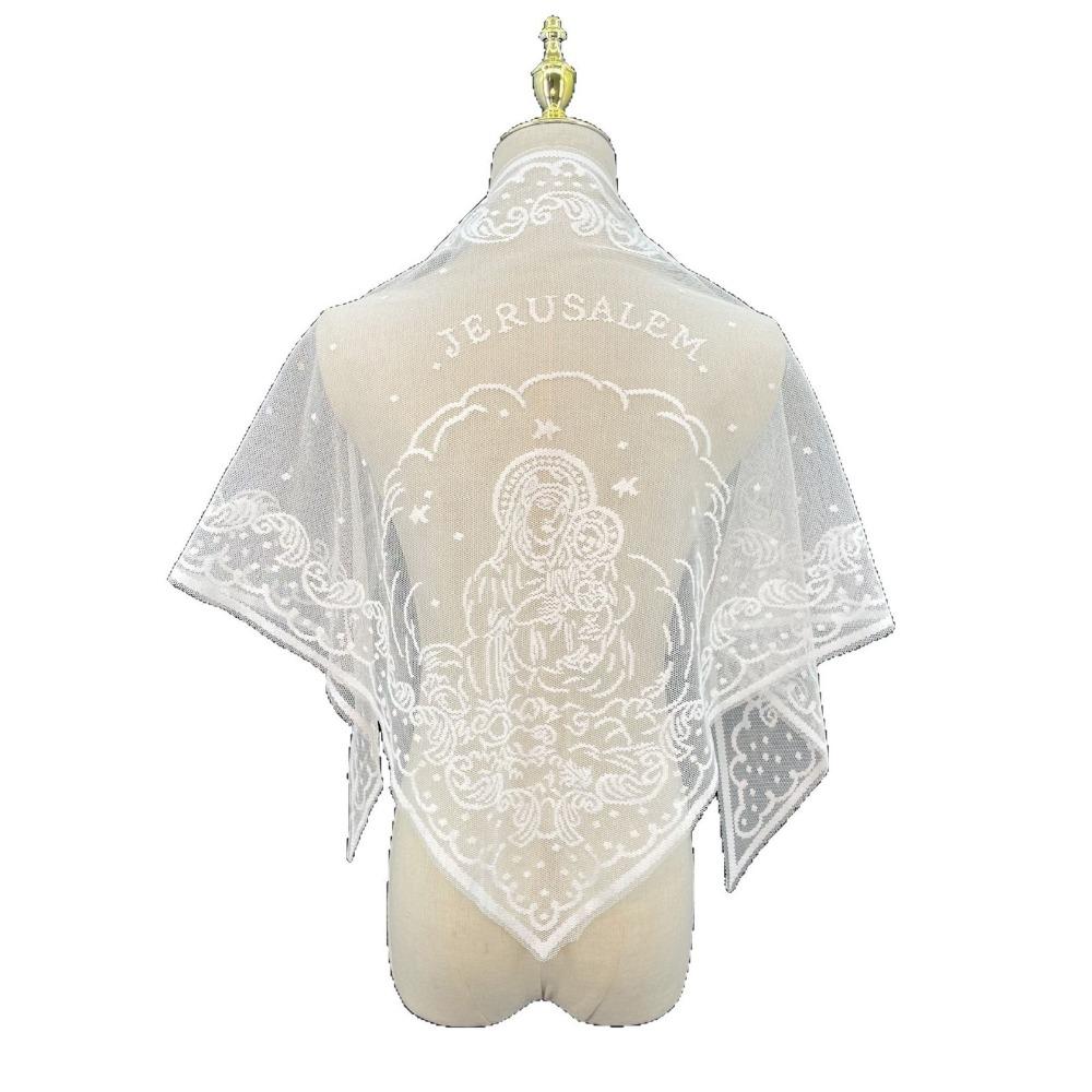 

Embroidery Foulard Bandana Solid Color Hair Scarf Headband New Lace Scarf for Women білий