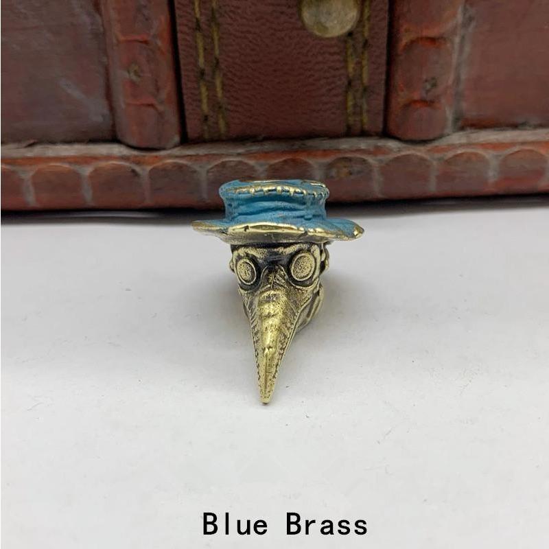 Vintage Brass Plague Doctor Crow Knife Pendant Necklace with Paracord Rope