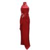 Sleeveless High Slit Solid Color Press Drill Dress Fashion Evening Gown Women's Long Dress Women's Dress
