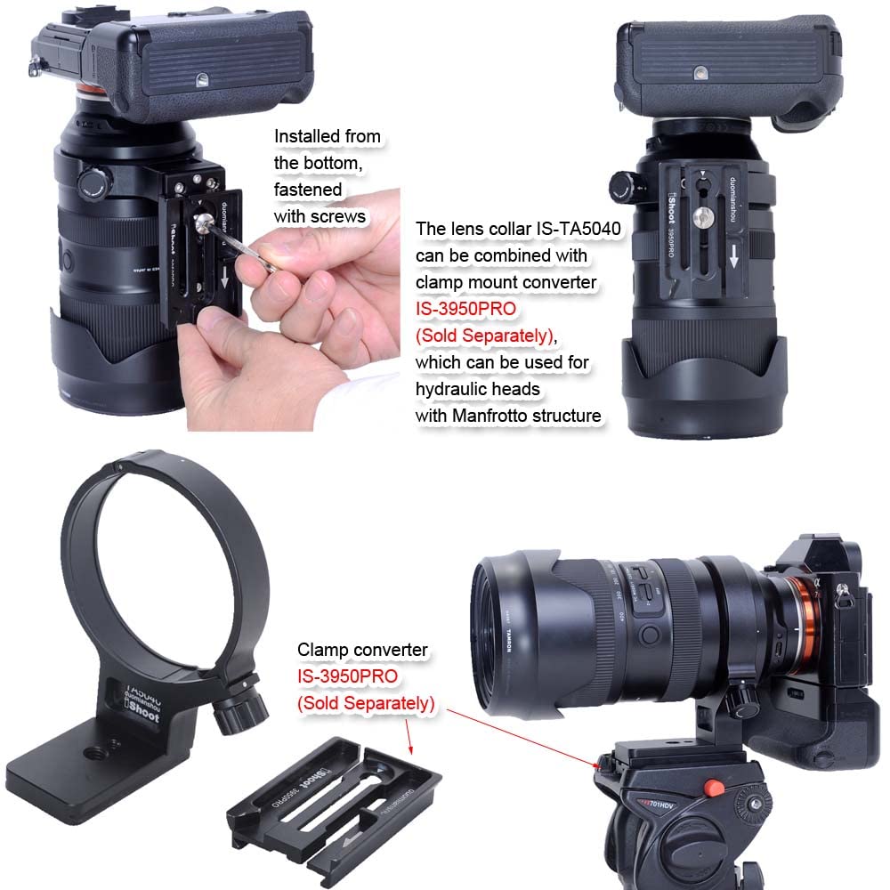 iShoot Metal Lens Support Lens Bracket Tripod Camera Tripod Mount Compatible with Tamron Di III VXD Quick Release Plate with Thread Compatible with