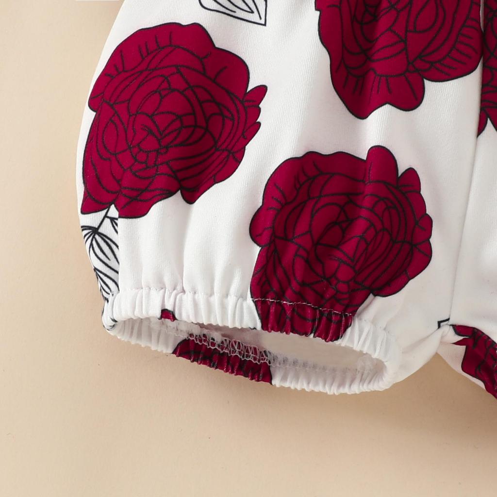 Baby Girl Summer Romper & Shorts Set - "Letter" Top with Belted Flower Pants