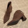 2025 Women's Genuine  Patchwork  Thin High Heel Pointed Toe Back Zip Autumn Ankle Boots Elegant Ladies Daily Dress Shoes