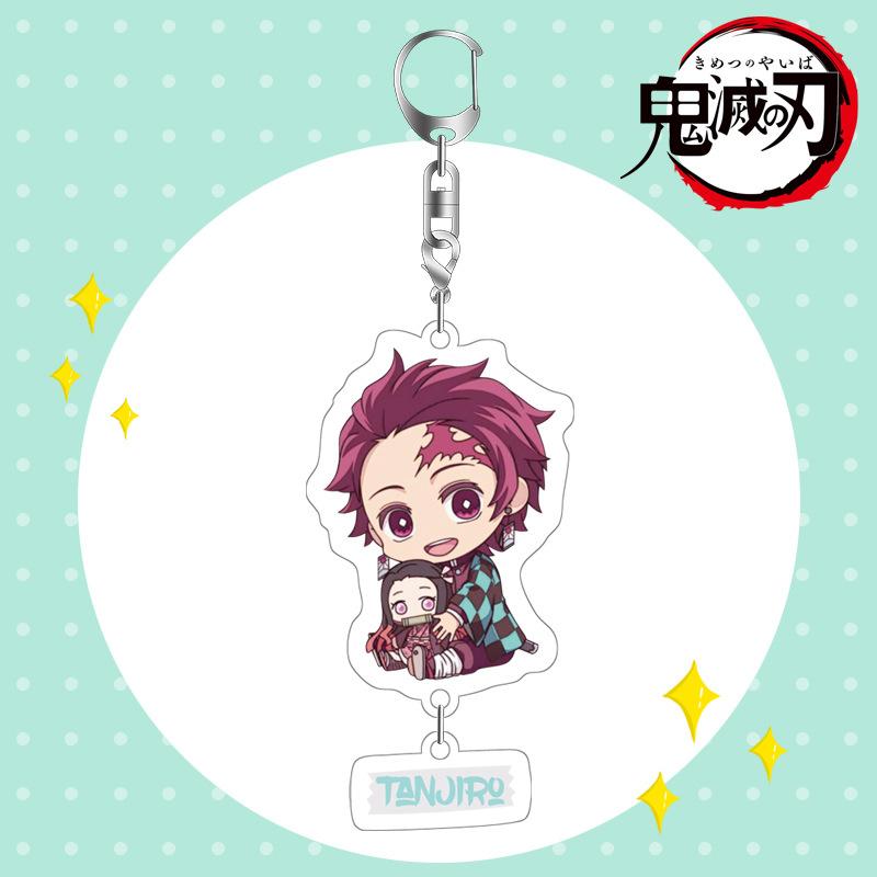 Demon Slayer Acrylic Keychain Tanjiro Nezuko Anime Double Sided Key Ring Accessories for Cosplay Set Gift Fans