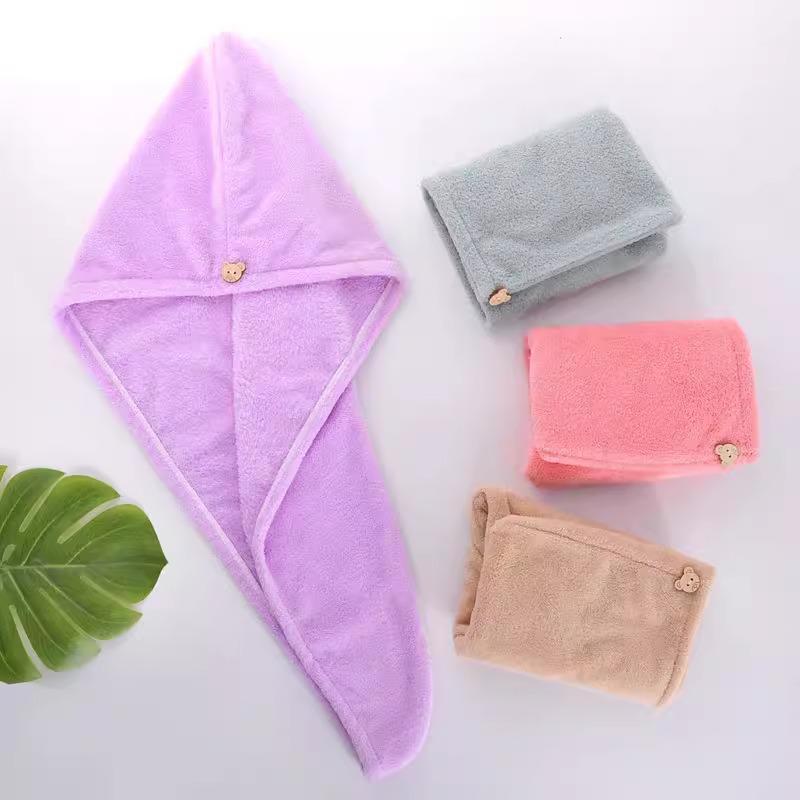 Women's Quick-Dry Double-Layer Coral Fleece Hair Cap