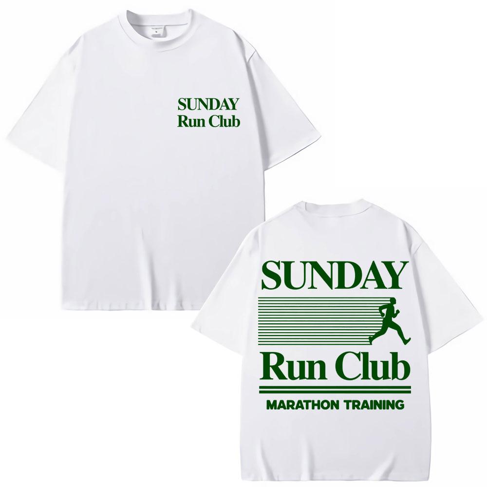 Sunday Running Club Graphic Summer T Shirt Cotton Breathable Sporty Jogging Tshirts Unisex Women Oversized Cotton Casual Tshirt