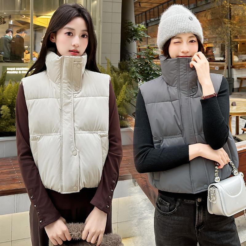 New stand-up collar down cotton vest women's new autumn and winter fashion sleeveless vest versatile short