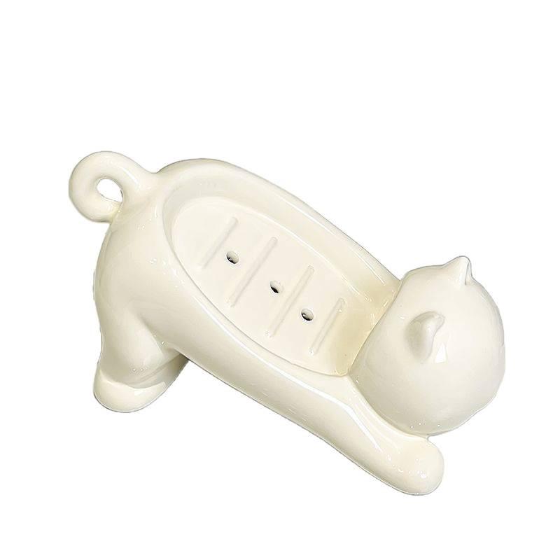 Creative Cartoon Cat Soap Dish - Cute Bathroom Accessory with Drain