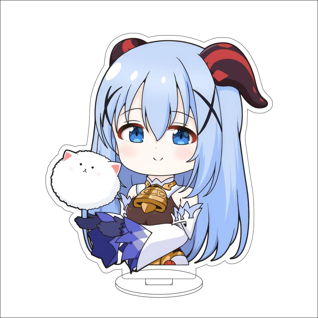 10CM Anime Genshin Impact Figure Stand Model Amamiya Ganyu Cute Desk Decor Standing Sign Gifts