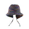 Autumn and Winter Rainbow Color Striped Ear Protector Wool Hat Women's Face Small Lace-up Contrasting Color Bag Head Knitted Hat