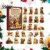 Set de Decoración Navideña Calendario de Adviento para Perro, Cuenta Regresiva de 24 Días Navidad Adorno Acrílico con Figuras Mini del Calendario, Decoración para Colgar en el Árbol, Regalo