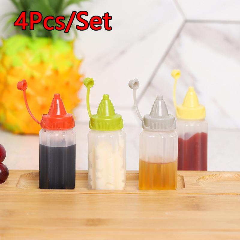 

4 шт./набор Мини бутылочки для выдавливания Кетчуп Приправа Соус Бутылка Мед Горчица Салатная заправка Соус Контейнер для бенто Кухонный инструмент