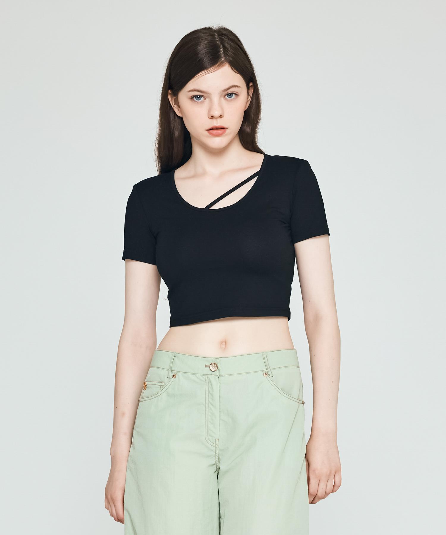Depassion Silket Crop Short Sleeve T-Shirt (Black) Free/Free