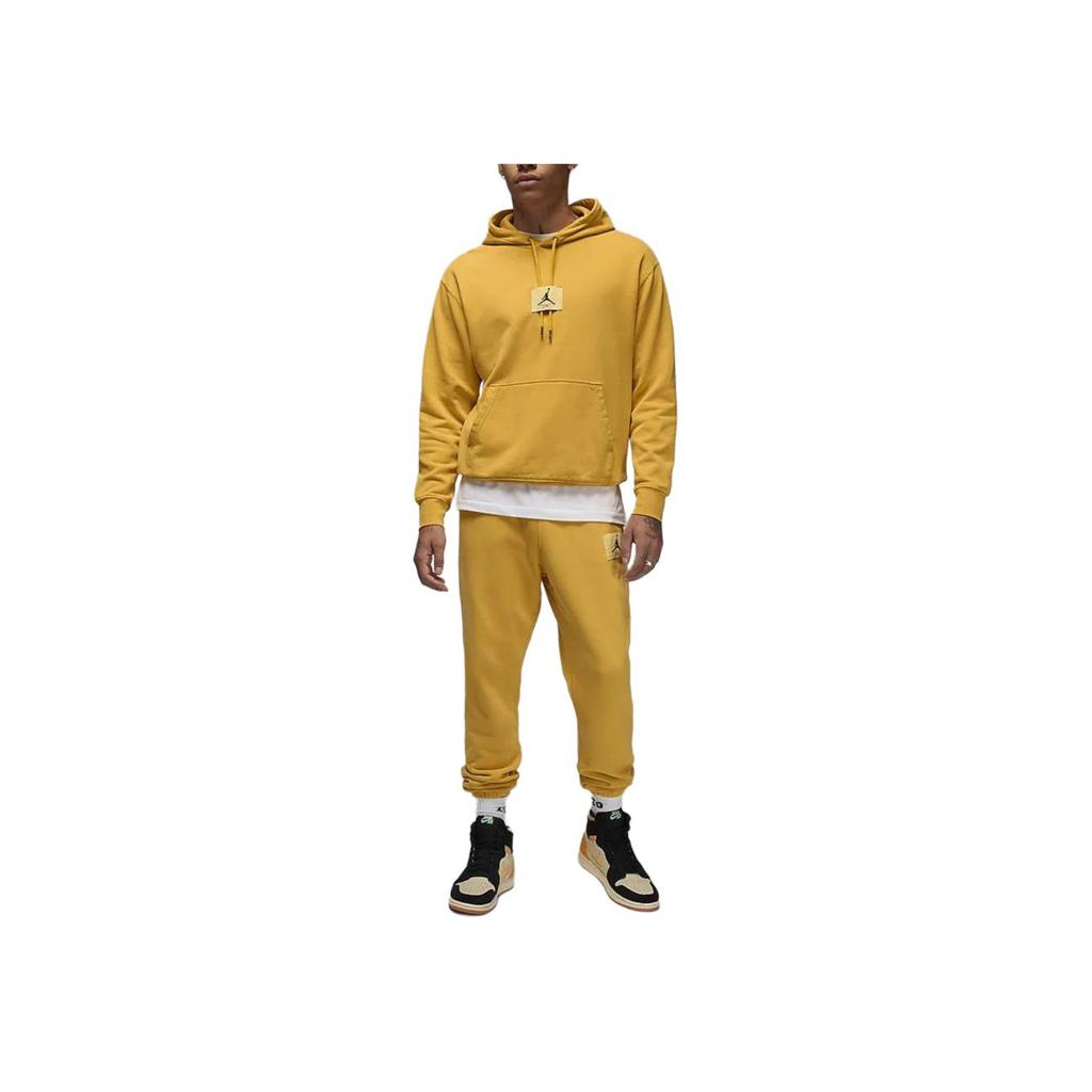 Jordan Flight Fleet Düz Renk Kapüşonlu İpli Günlük Uzun Kollu Sweatshirt Erkek sweatshirt Hardal Rengi FB7291-752