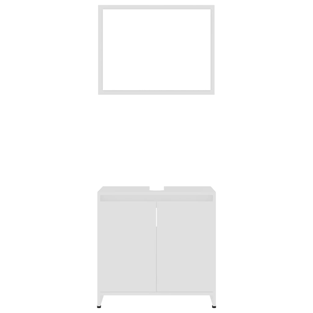 3 Piece Bathroom Furniture Set White Particleboard