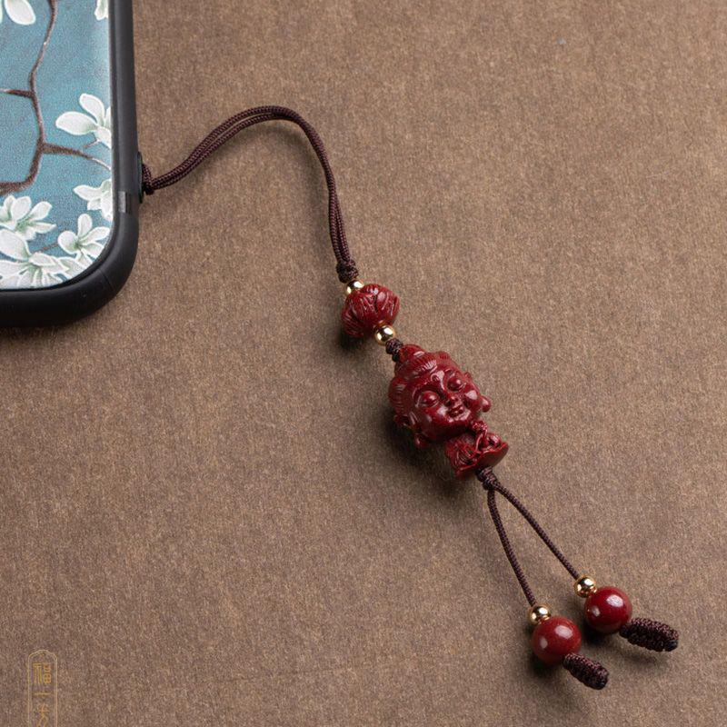 Cinnabar Zodiac Birth Buddha Keychain and Phone Pendant for Men and Women