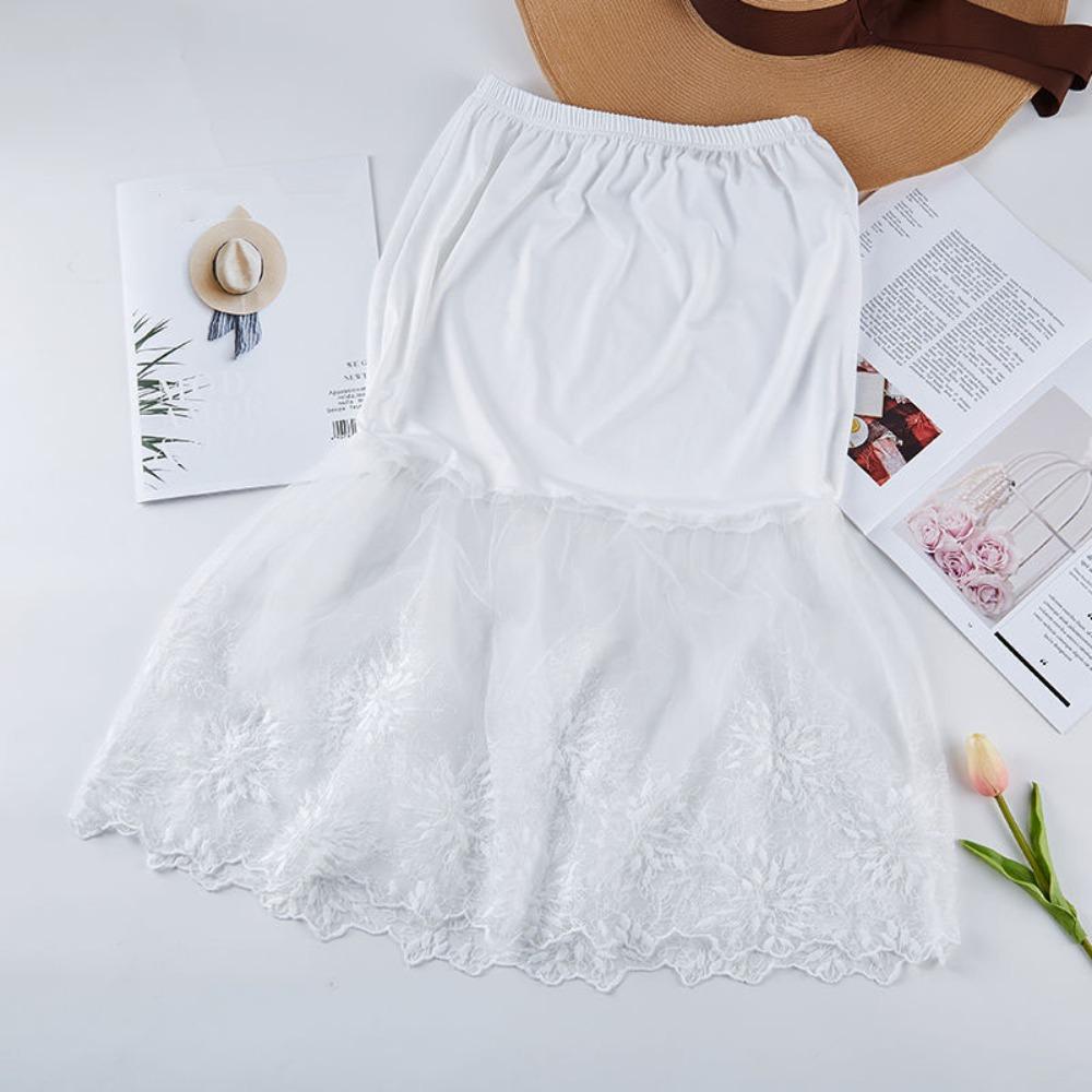 70cm Safety Skirt Petticoat Flower Lining Petticoat Women Soft Lace Underskirt Slips Spring