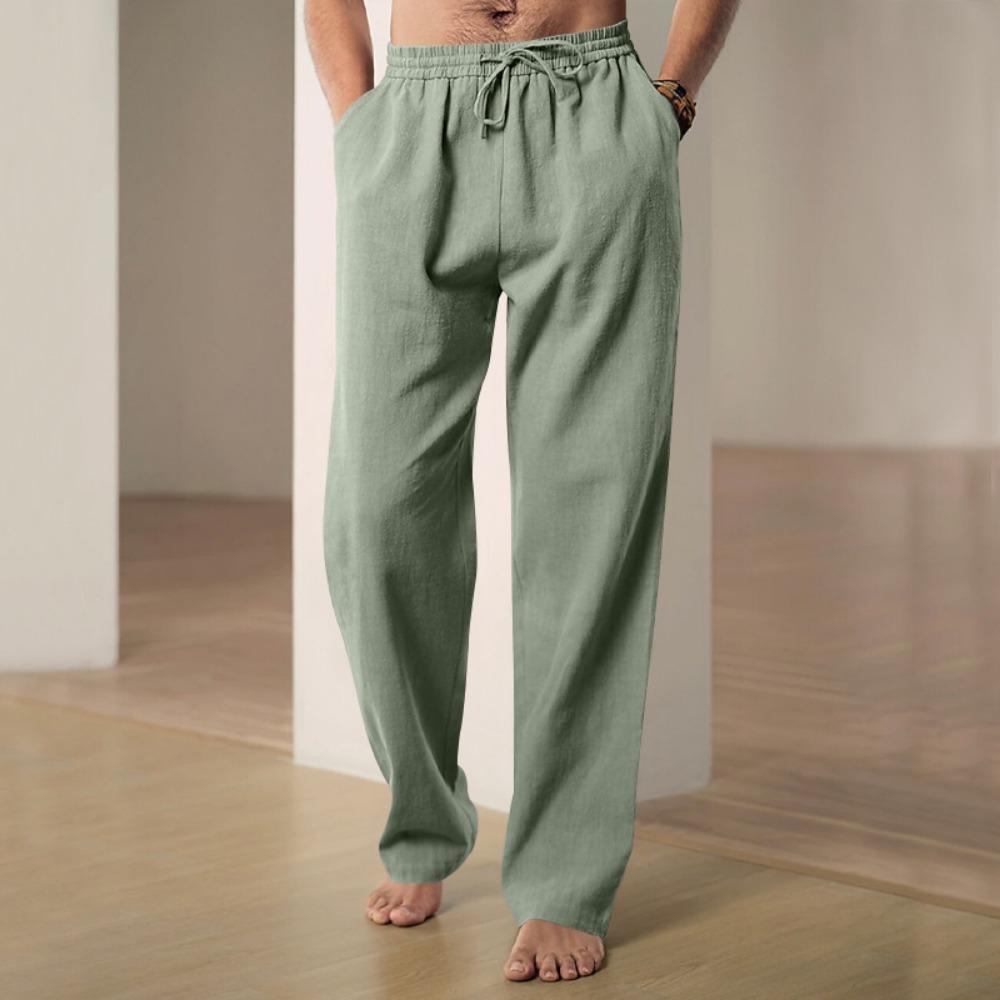 Summer Men's Hip-hop Linen Pants Lightweight Breathable Casual Jogging Pocket Loose Fit Street Wear Gym Travel Wear