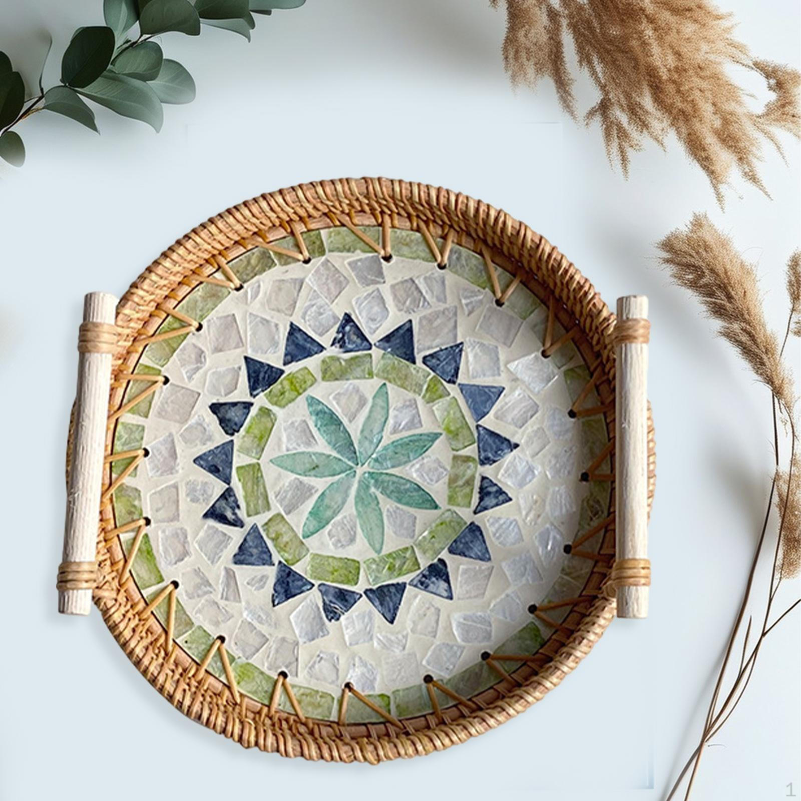 

Элегантный набор подносов из ротанга для домашнего декора 22cmx3cm