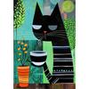 Whimsical Black Cat Drink Coffee Poster For Bedroom Nursery Cartoon Animal Canvas Painting Cute Cat Illustration Print Wall Art