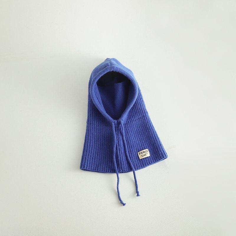 Зимняя детская шапка-балаклава, вязаная детская шапка-бини для девочек, мальчиков, шапка-ушанка, шарф, капюшон, вязаная шапка One Size синий