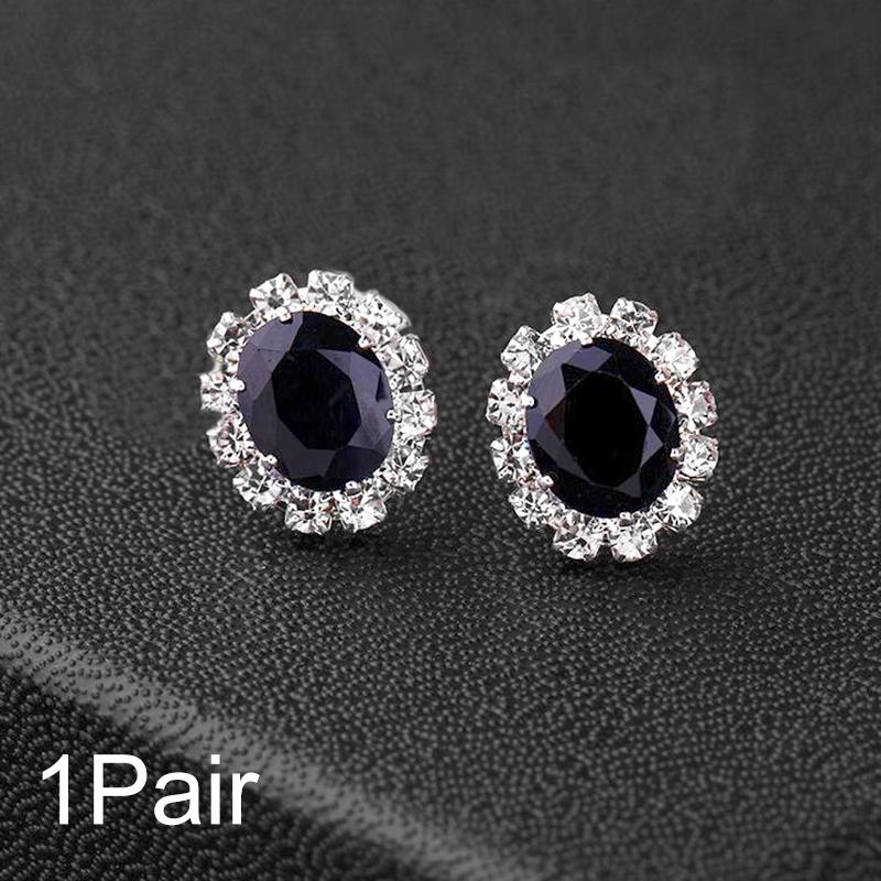 

1 пара овальных блестящих сережек-подвесок с цирконом и кристаллами, женские красочные серьги-гвоздики из сплава/пластика