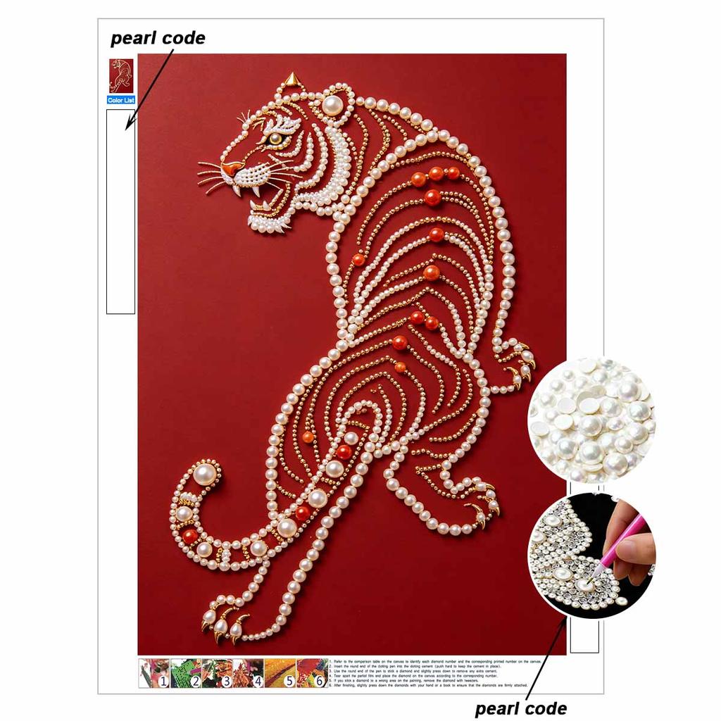 5D DIY Pearl Diamond Painting Kit Majestic Tiger Full Drill Embroidery Mosaic Art Home Wall Decor Gift