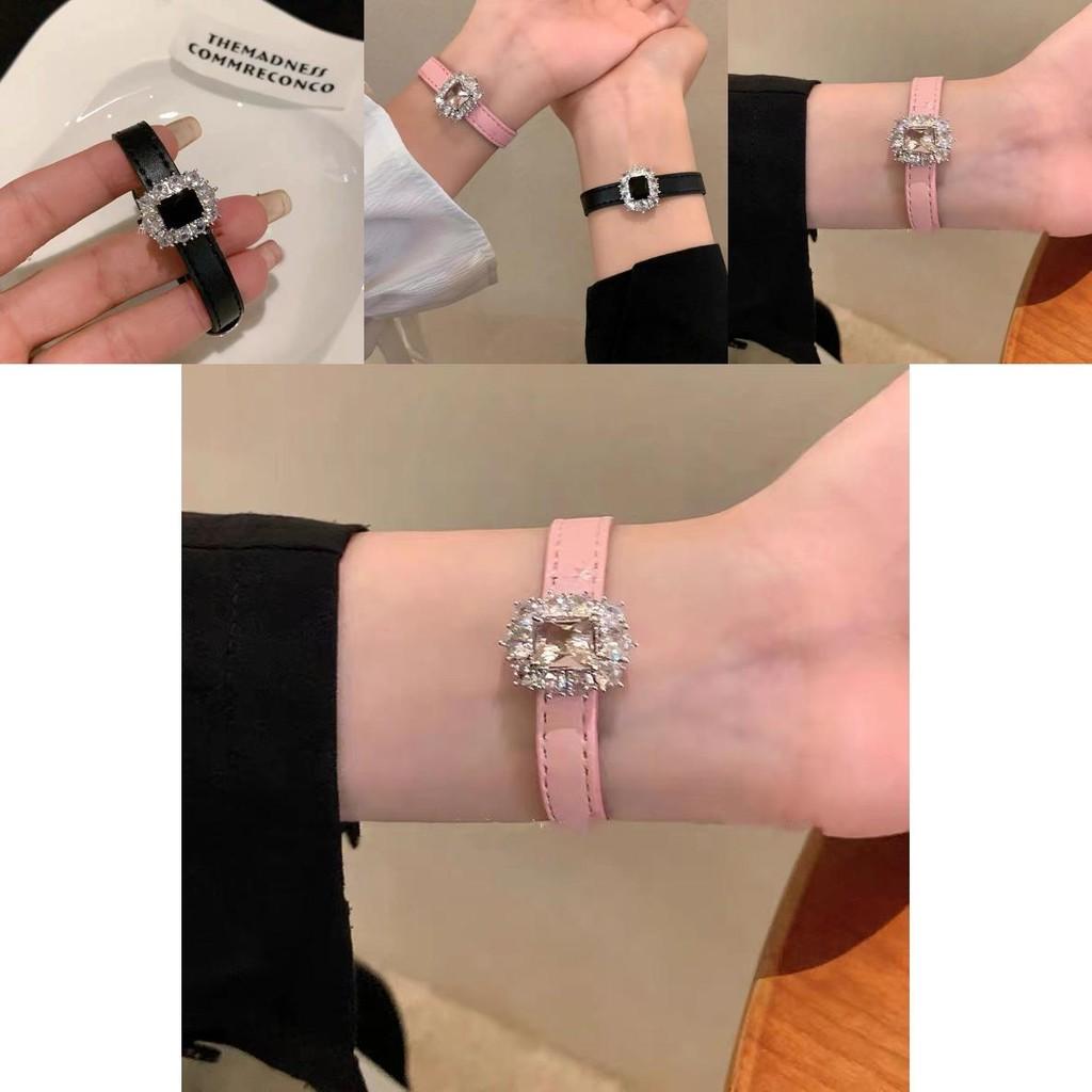 Fashionable Gemstone Leather Bracelet Sweet And Cool Style For Social Media Stars